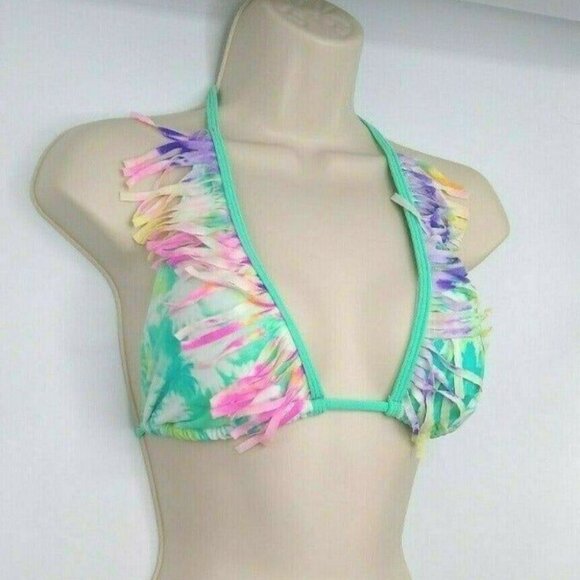 Hobie Triangle Bikini Swim Top Fringe Medium Green - Picture 8 of 8